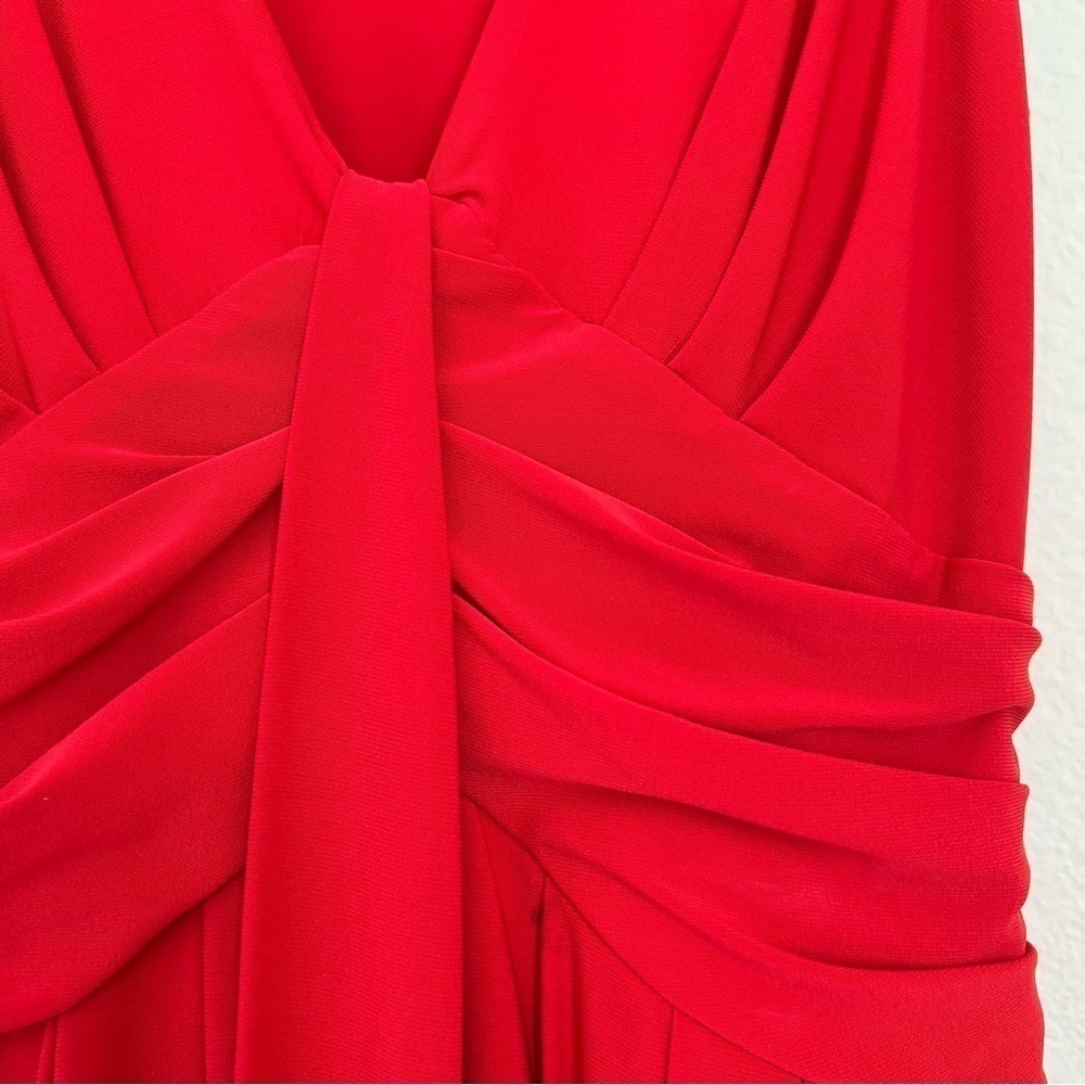 NWT Arden B Red V Neck A Line plunged sleeveless Pleated Cocktail Dress Party S - Picture 6 of 13